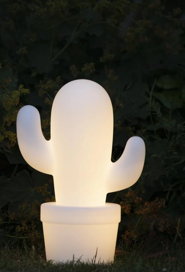 Lucide CACTUS - Oplaadbare Tafellamp Buiten - Accu/Batterij - Ø 22,7 cm - LED Dimb. - 1x2W 2700K - IP44 - Wit - sfeer 4